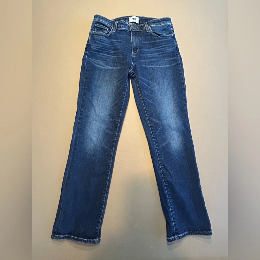 PAIGE Brigitte Boyfriend Jeans Dark Blue Enchanted Wash. Size 27 - Picture 2 of 9